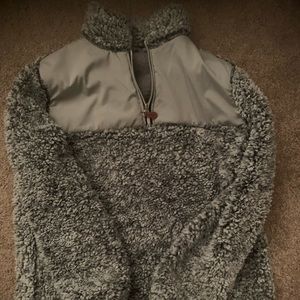 comfy gray shep furry pullover
